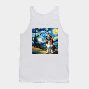 Starry Basset Hound Dog Portrait - Pet Portrait Tank Top